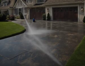 Large Driveway being power washed